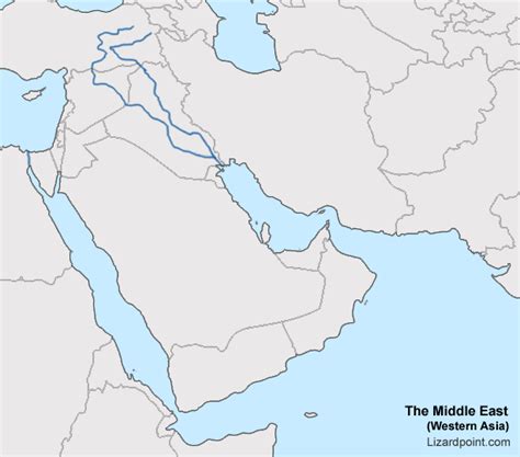 Physical Map Of Middle East Rivers