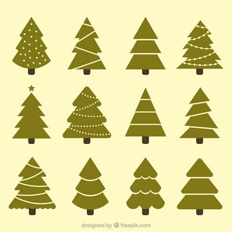 Premium Vector | Collection of flat christmas trees