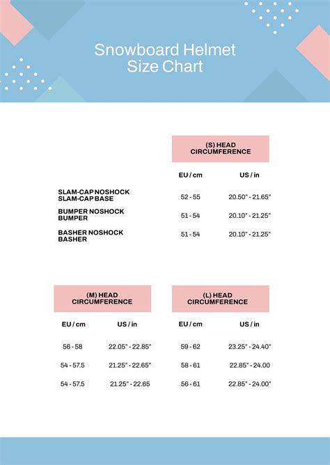 Snowboard Helmet Size Chart in PDF - Download | Template.net
