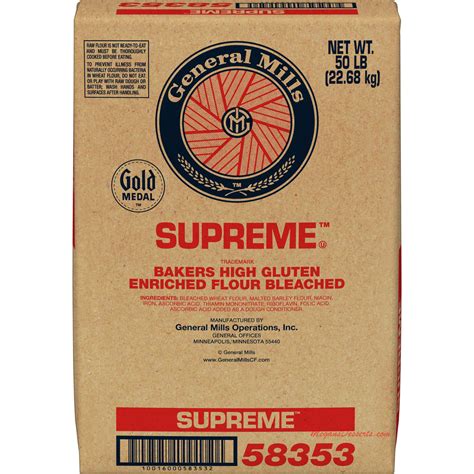 General Mills Supreme Flour by - 50 lbs Bleached, Enriched, Malted