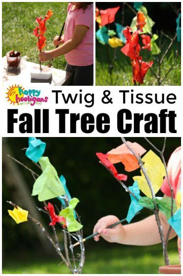 Twig and Tissue Paper Fall Tree Craft - Happy Hooligans