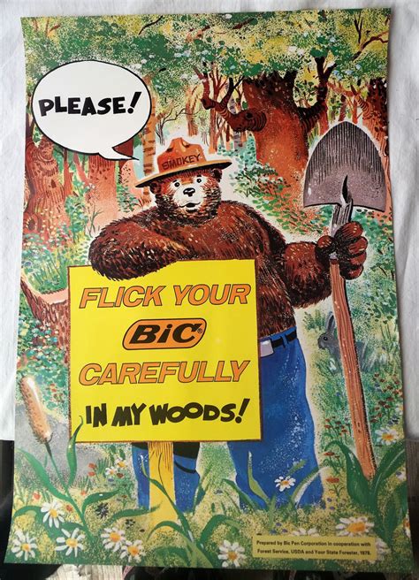 1978 Obscene Smokey Bear Bic Pen Advertising Original Gov Poster Pulled Service - Cabin Fever ...