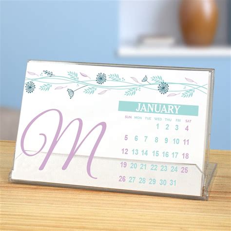 Personalized Floral Initial Desk Calendar | GiftsForYouNow