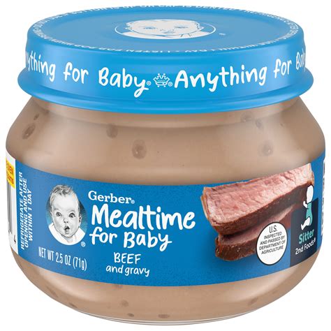 Gerber 2nd Foods Mealtime for Baby Baby Food, Beef and Gravy, 2.5 oz Jar - Walmart.com
