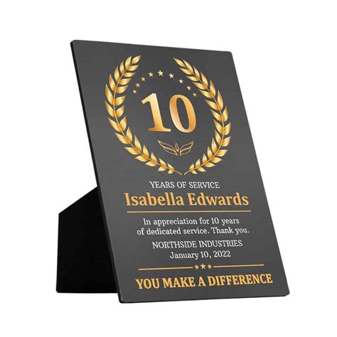 10 Years Work Anniversary Gift Award Custom Desktop Plaque | 365Canvas