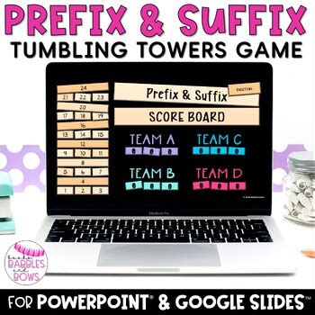 Prefix Suffix Interactive Game by Books Babbles and Bows | TPT