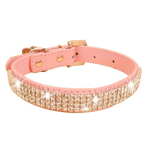 Bling Rhinestone Leather Collar For Dog Cat Luxury Small Medium Dog ...