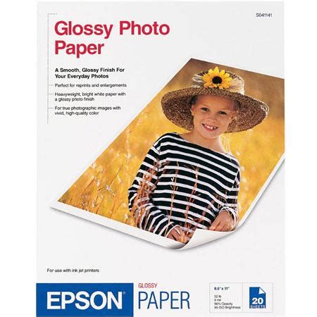 Epson Glossy Photo Inkjet Paper, 9.4 mil., 11x17", 20 Sheets S041156