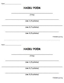 Writing Template - Haiku Poem | Haiku poems, Teaching writing, Poetry ...