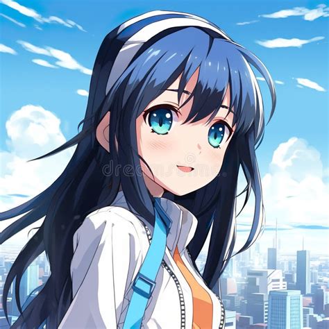 Cute Anime Character with the Beautiful City View Generative Ai Stock ...