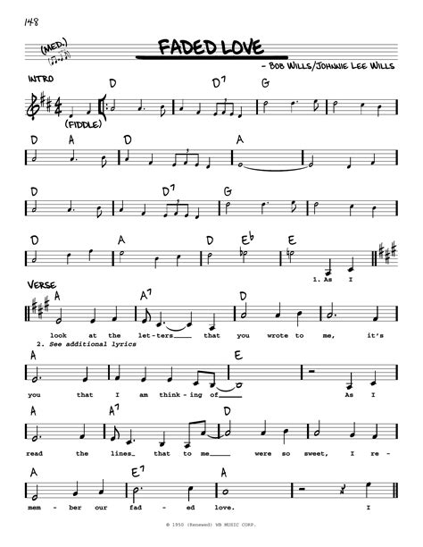 Faded Love by Bob Wills Sheet Music for Real Book – Melody, Lyrics & Chords at Sheet Music Direct