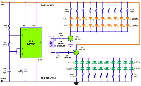 Traffic Baton with Bulb or LED Flasher - Circuit Scheme