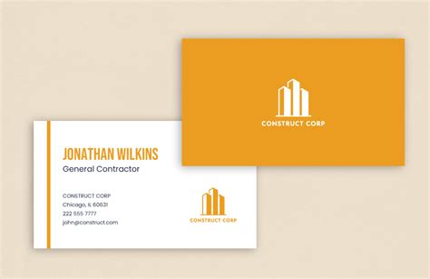 General Contractor Construction Company Business Card Template in ...