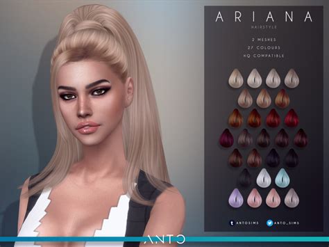 Ariana Hairstyle | Anto on Patreon Sims 4 Tsr, Sims 3, Sims 4 Mods Clothes, Sims 4 Clothing, Mod ...