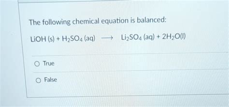 Solved The following chemical equation is balanced: | Chegg.com