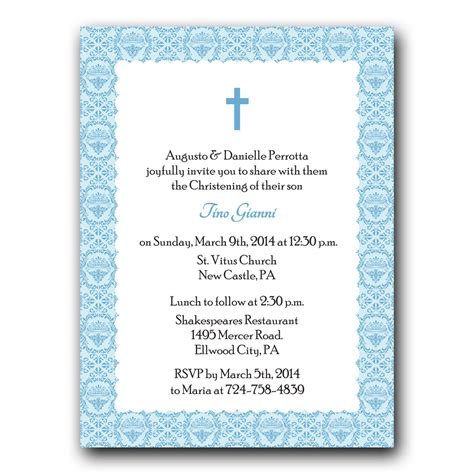 Damask Baptism Invitation - Dot and Bow