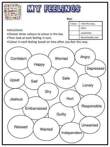 My Feelings Worksheet. Emotional literacy. by lukeswillage - Teaching ...