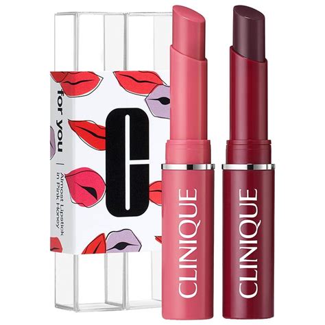 CLINIQUE Almost Lipstick Mini Duo: For You For Me Black Honey/ Pink Honey | Glossier lipstick ...