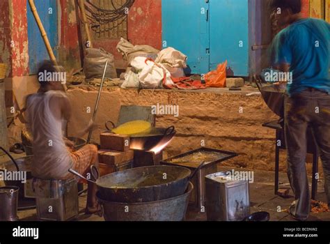 Night scene in Varanasi, India. Main ghat Stock Photo - Alamy