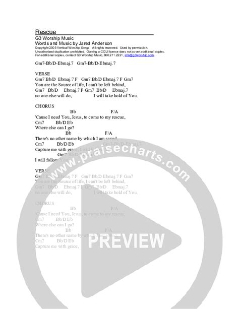 Rescue Chords PDF (G3 Worship) - PraiseCharts