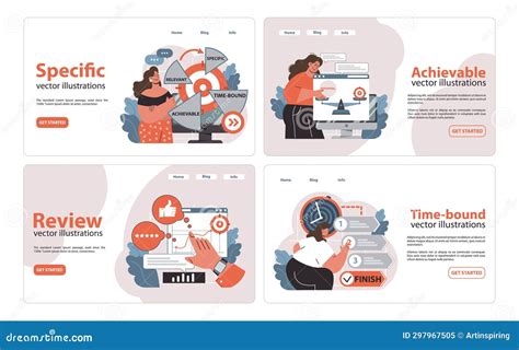 SMART Criteria Set. Flat Vector Illustration Stock Illustration - Illustration of achievable ...