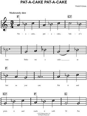 Download Digital Sheet Music of traditional - pat-a-cake pat-a-cake ...