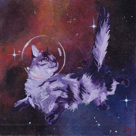 When I Get Tired Of Making Serious Art I Paint Cats In Space | Bored Panda