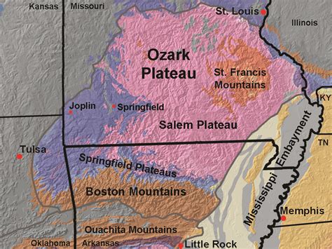 Physical Map Ozark Plateau | Images and Photos finder