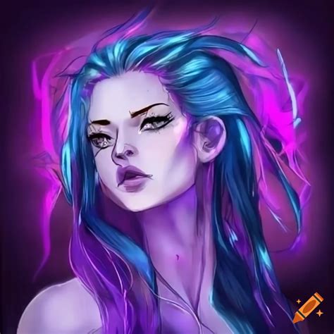 Anime girl with lavender hair and electric powers on Craiyon