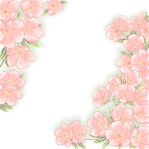 Cherry Blossom Hand Drawn Border Elements, Shading, Flowers, Peach Blossom PNG Transparent ...