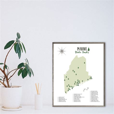 Maine State Parks Map-maine State Parks Checklist-state Parks | Etsy