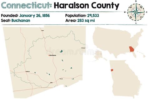 Map of Haralson County in Georgia Stock Vector - Illustration of nation ...