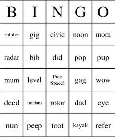 Palindrome Bingo Cards Bingo Card Creator, Teacher Sites, Teacher Stuff ...