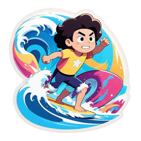 I made an AI sticker of Steven universe surfing