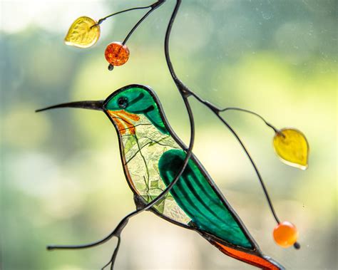 Hummingbird stained glass window hangings Custom stained glass | Etsy | Gartendekoration ...