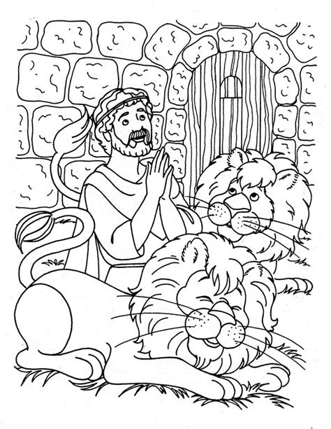 Daniel Praying Three Times a Day in Daniel and the Lions Den Coloring ...