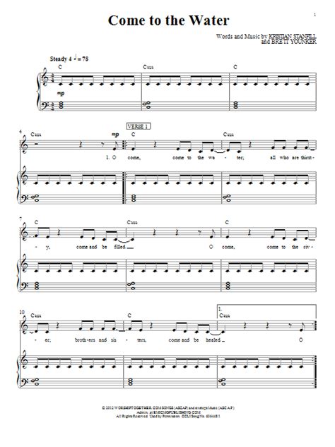 Come To The Water by Passion Sheet Music for Piano, Vocal & Guitar ...