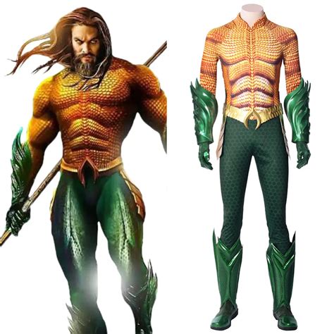 DC Justice League Aquaman Cosplay Costume Arthur Curry Aquaman Jumpsuit Outfit Adult Superhero ...