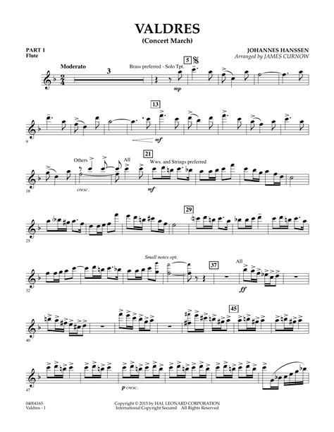 Valdres (Concert March) - Pt.1 - Flute Sheet Music | James Curnow ...