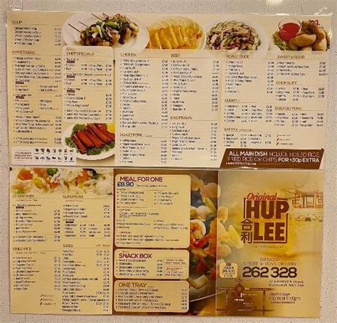 Menu at Hup Lee Chinese Takeaway restaurant, Motherwell, 32 Windmillhill St