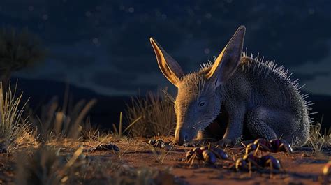 Premium Photo | Aardvark eating ants under the moonlight