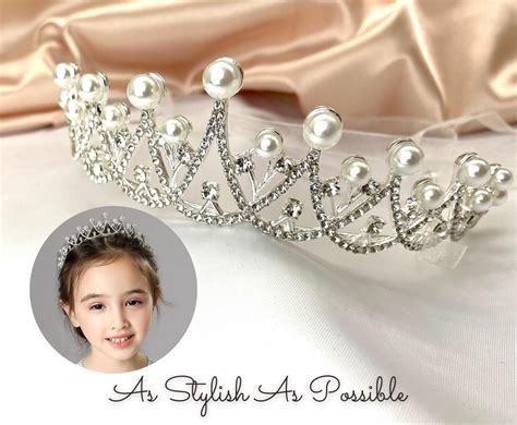 Tiara for Flower Girls Princess Crown With Rhinestone & Pearl for Kid ...