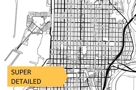 Printable Map of Everett WA Washington USA With Street Names - Etsy