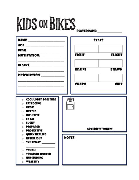 Kids On Bikes Character Sheet Redesign : r/KidsOnBikes