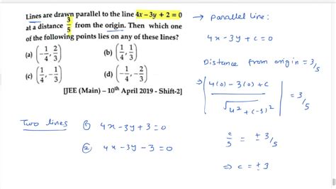 Lines are drawn parallel to the line 4x-3y+2=0 at a distance 3/5 from ...