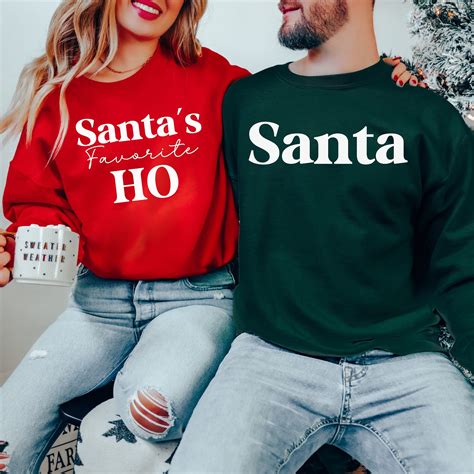 Humorous Christmas Couple Sweatshirts, Featuring Santa & Santa's ...