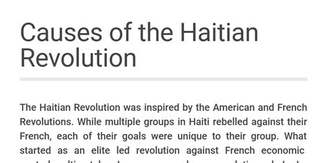 Causes and Outcomes Haitian Revolution - Infogram