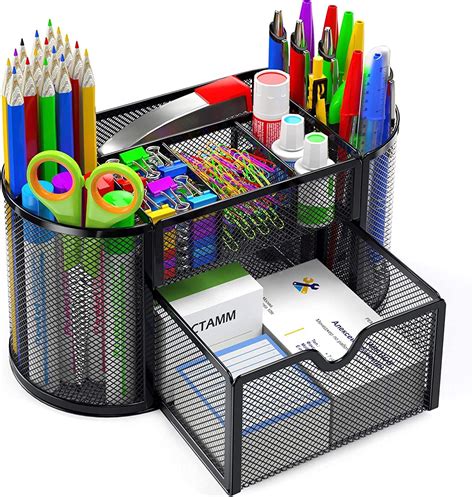 Amazon.com: Pipishell Desk Organizer Mesh Desktop Office Supplies Multi ...