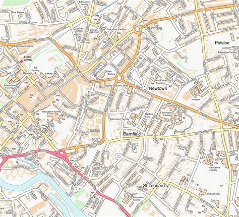 Central Exeter City Street Map - Digital Download – ukmaps.co.uk