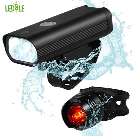 LEDGLE Rechargeable Bike Light Set Waterproof Bicycle Headlight and Tail Light LED Bicycle Front ...